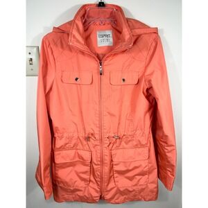 ESPRIT Women's M Coral Hooded Lightweight Utility Jacket Drawstring Waist Pocket